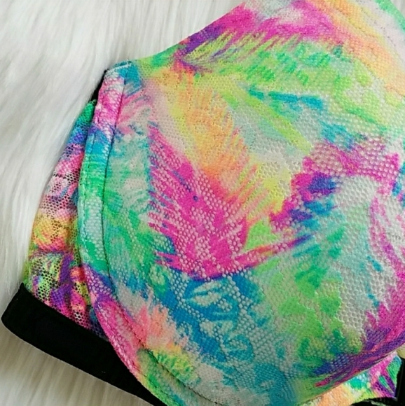 Pink bra tropical leopard lace push up bra - Picture 5 of 7